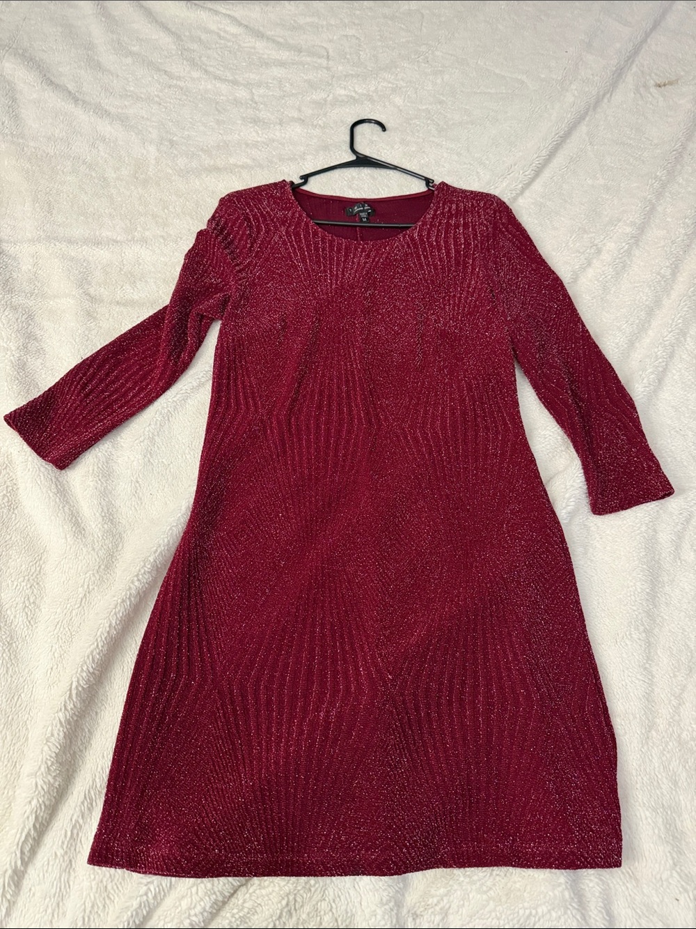 Trixxi Burgundy Metallic Long Sleeve A-Line Dress